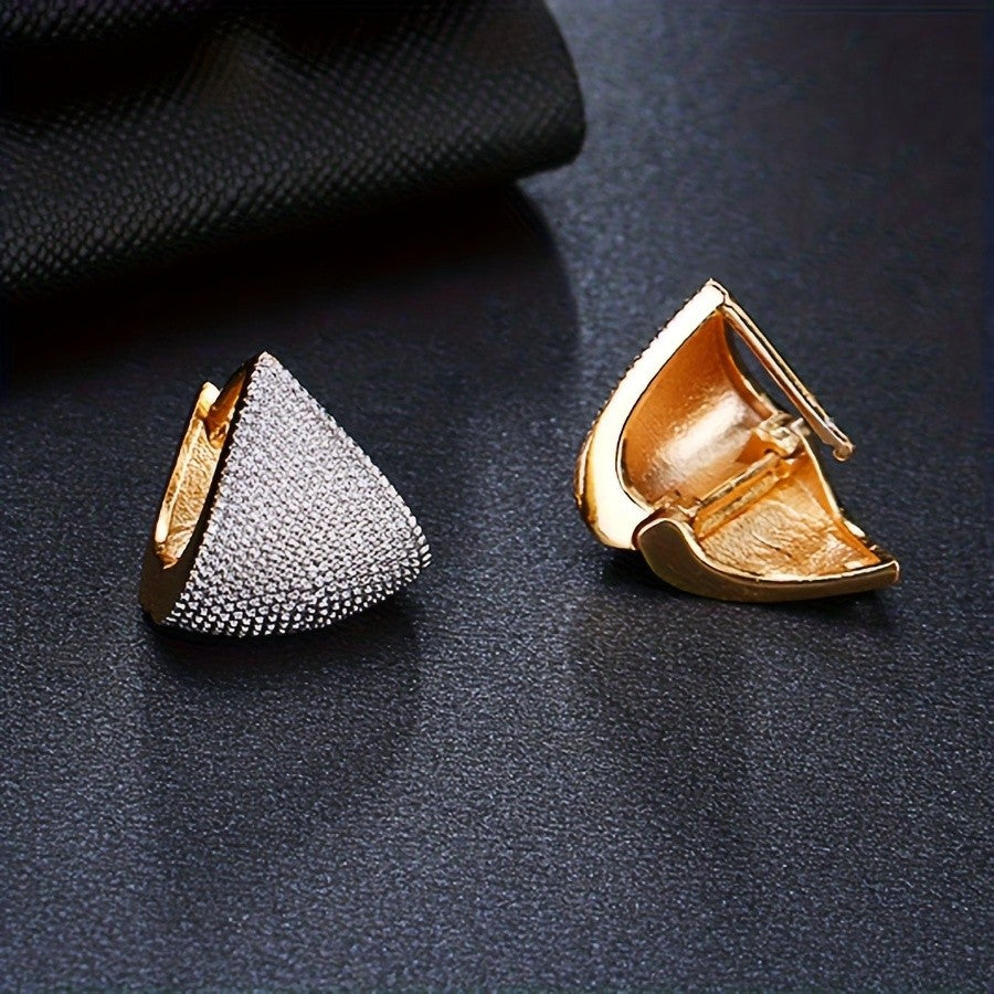 Textured Triangle Huggie Earrings