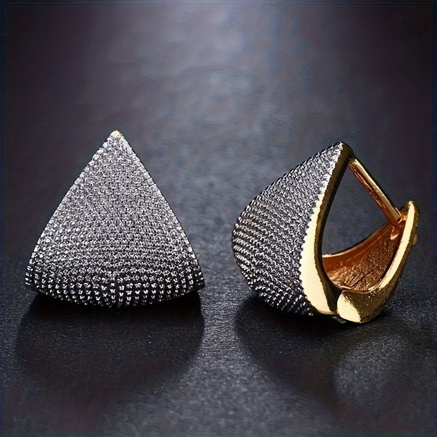 Textured Triangle Huggie Earrings