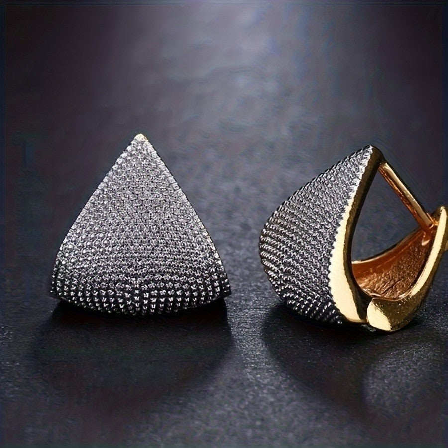 Textured Triangle Huggie Earrings