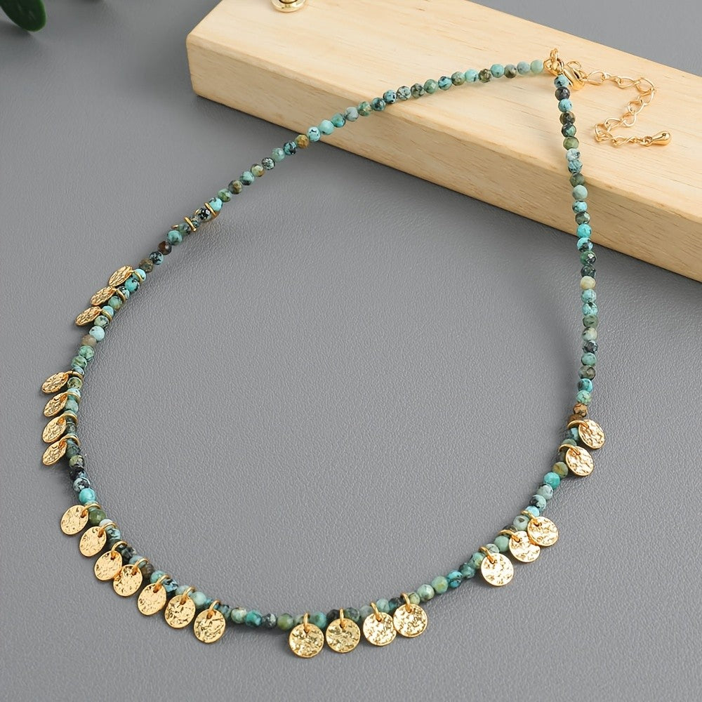 Turquoise Coin Beaded Necklace