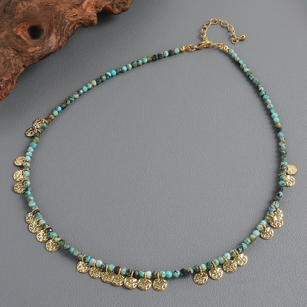 Turquoise Coin Beaded Necklace