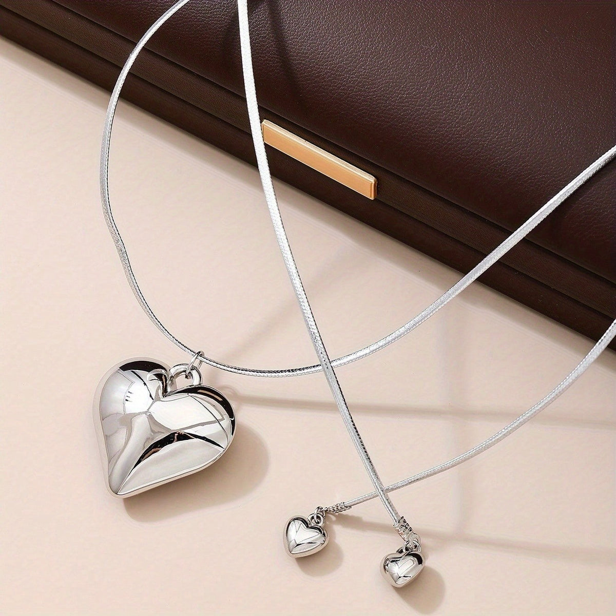Layered Heart & Cord Necklace