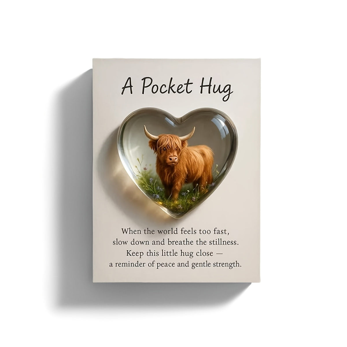 Highland Cow Heart Pocket Hug