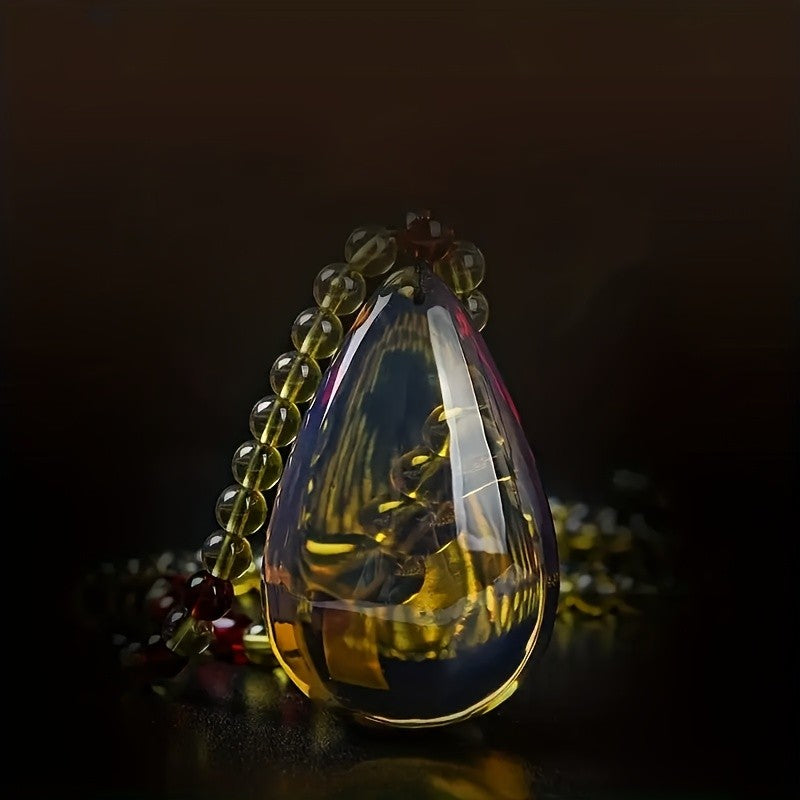 Multicolor Amber Teardrop Bead Necklace