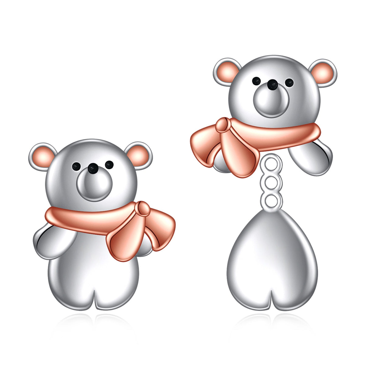 Rose Gold Scarf Bear Stud Earrings