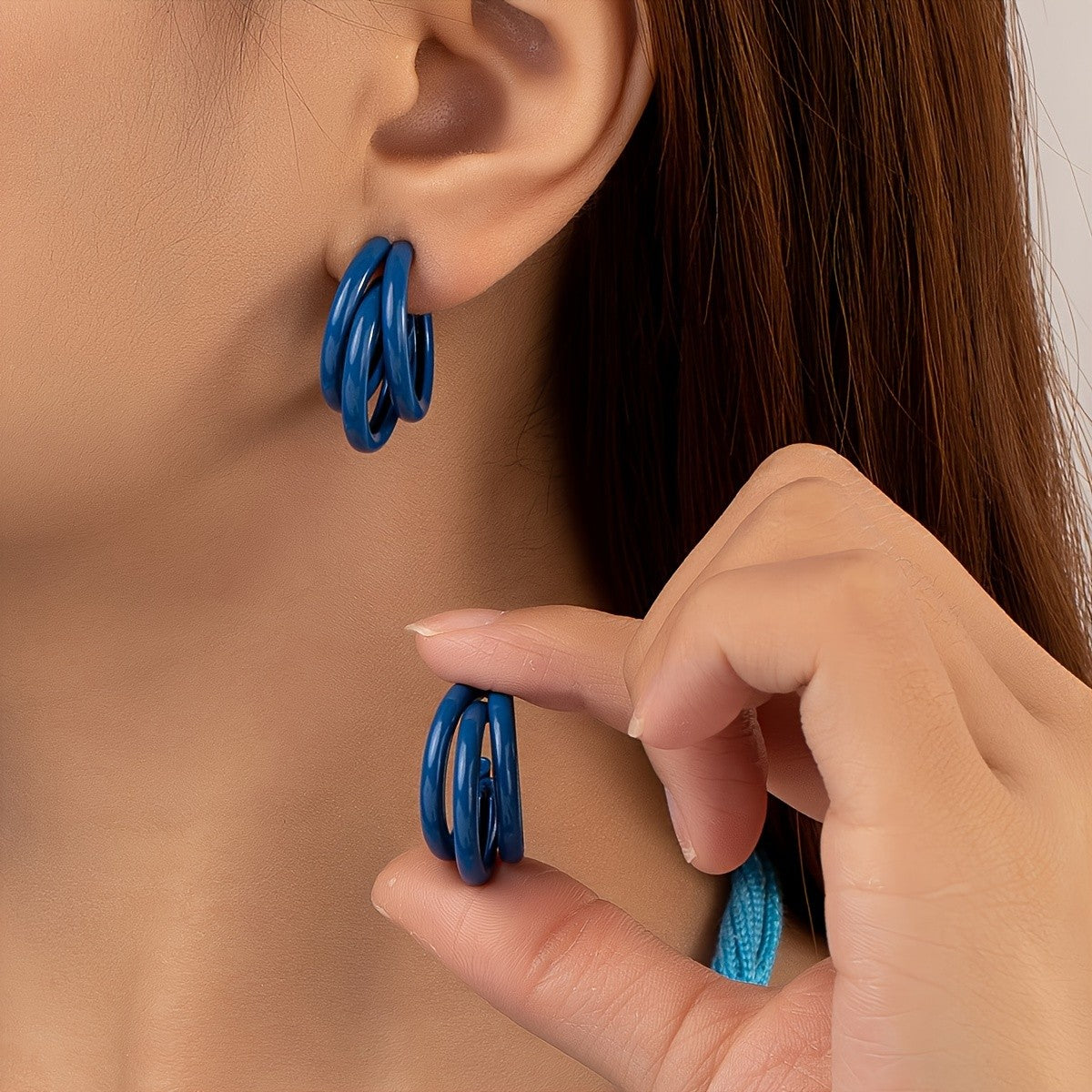 Triple Band C-Hoop Earrings
