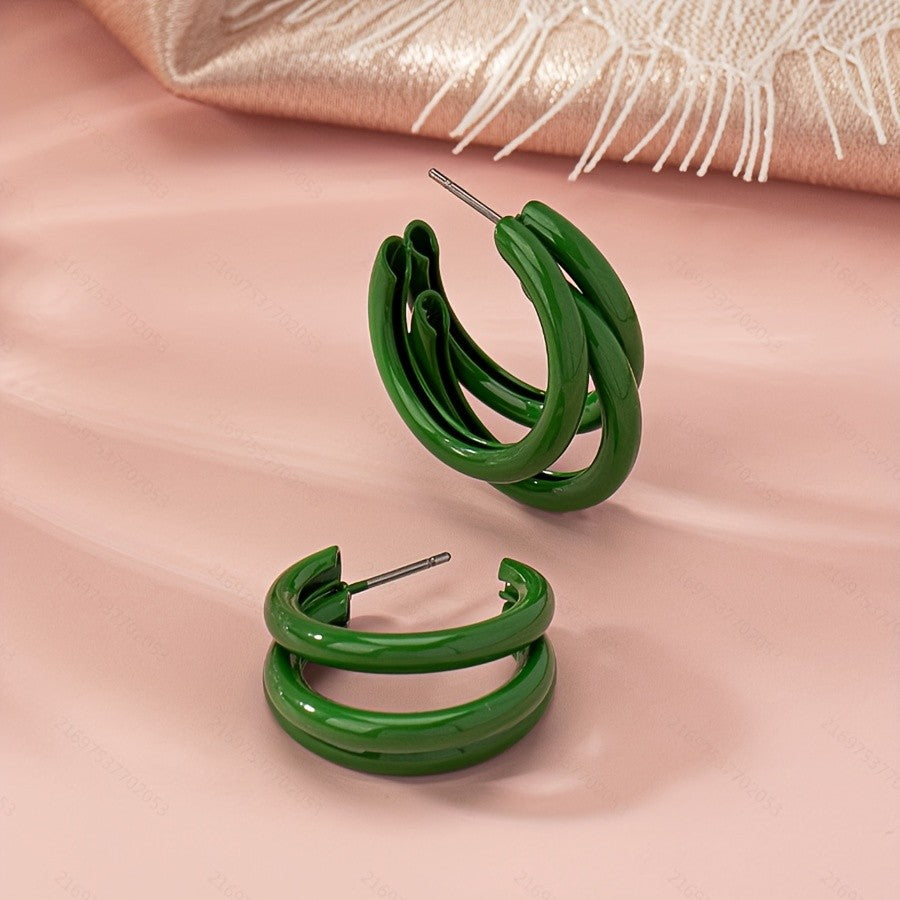 Triple Band C-Hoop Earrings
