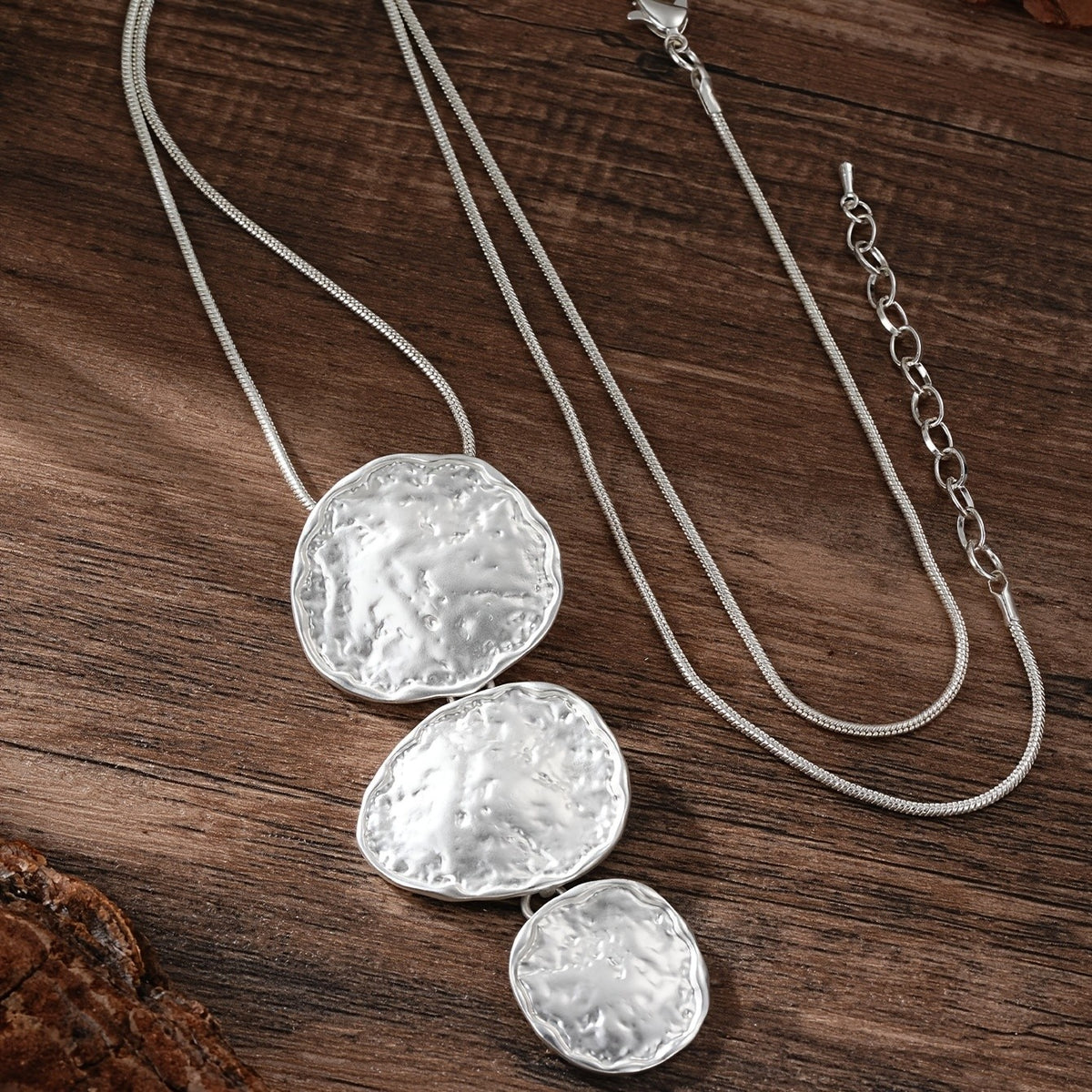 Textured Disc Cascade Necklace