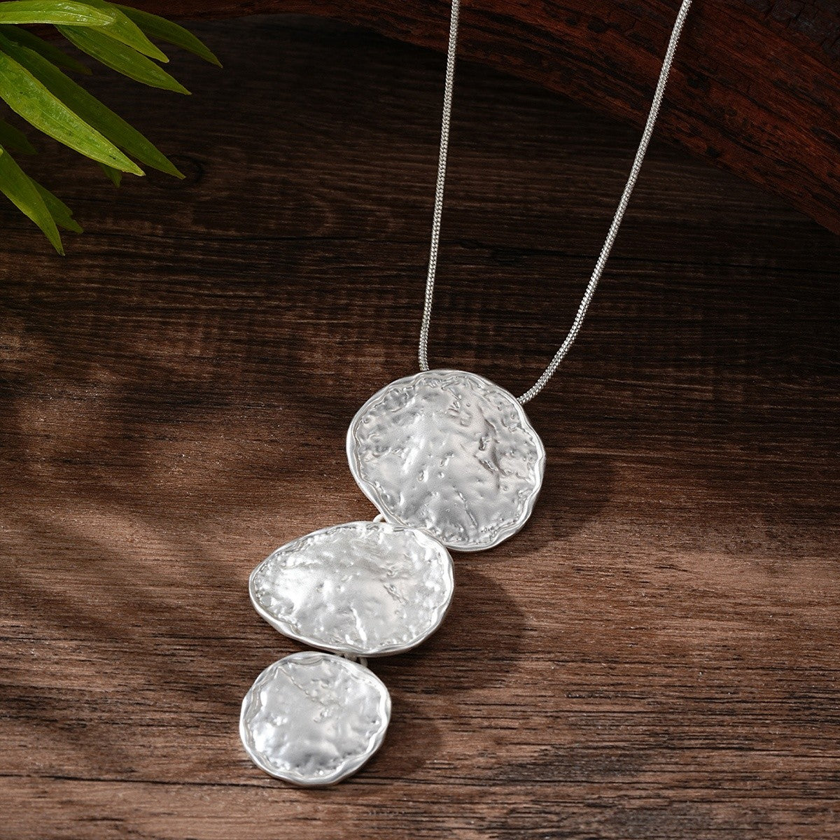Textured Disc Cascade Necklace