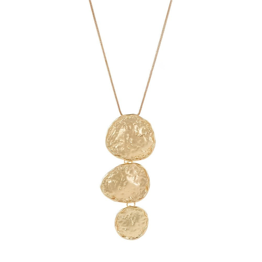 Textured Disc Cascade Necklace