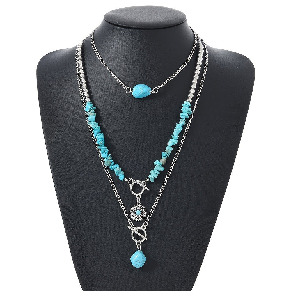 Layered Turquoise Stone Necklace