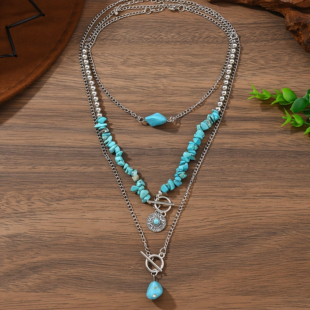 Layered Turquoise Stone Necklace