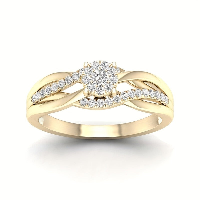 Intertwined Crystal Halo Ring