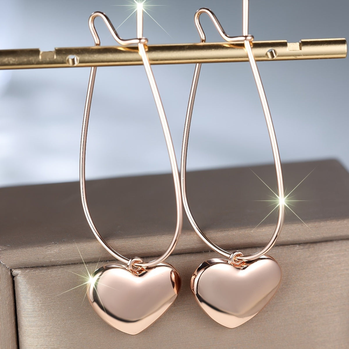 Polished Heart Wire Drop Earrings