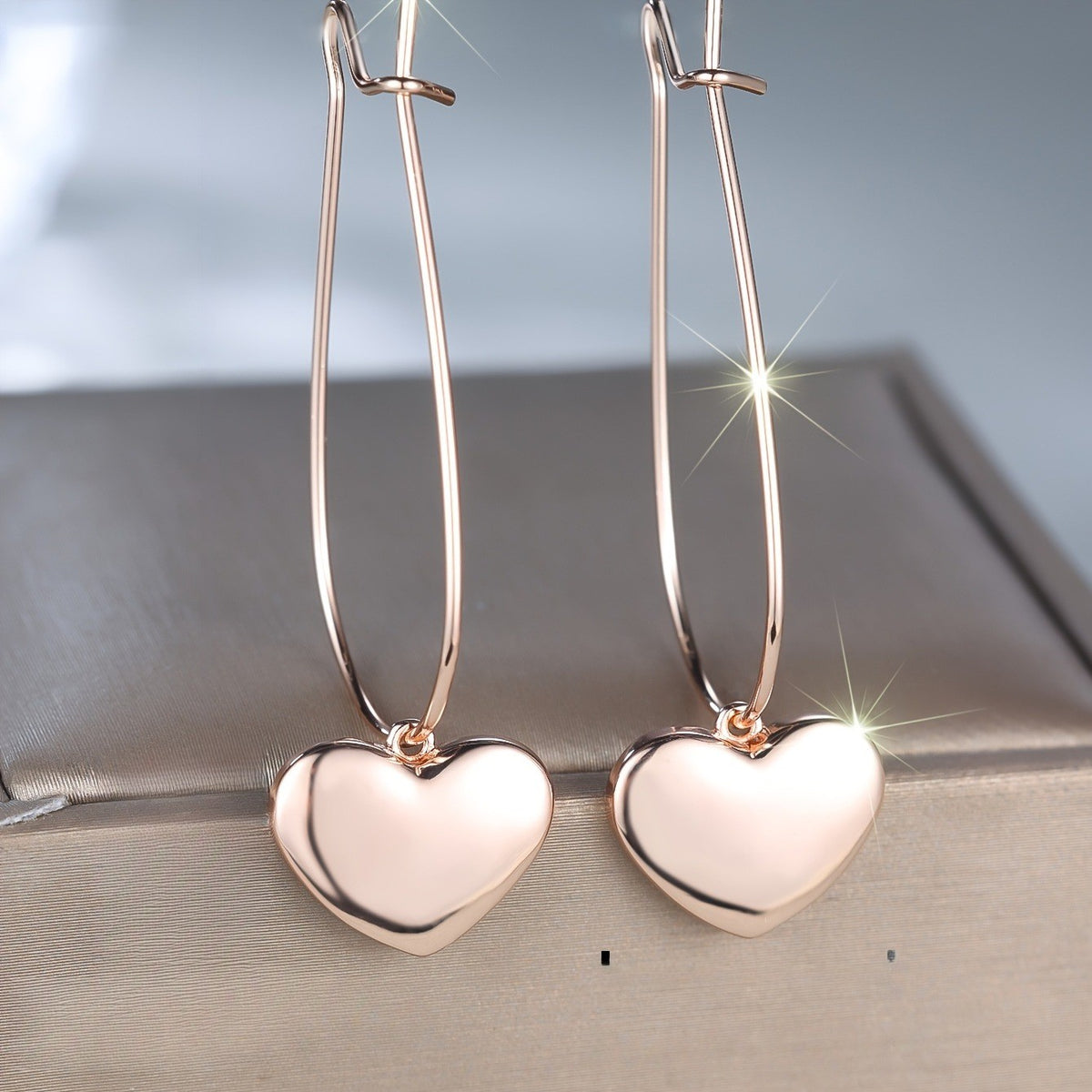 Polished Heart Wire Drop Earrings