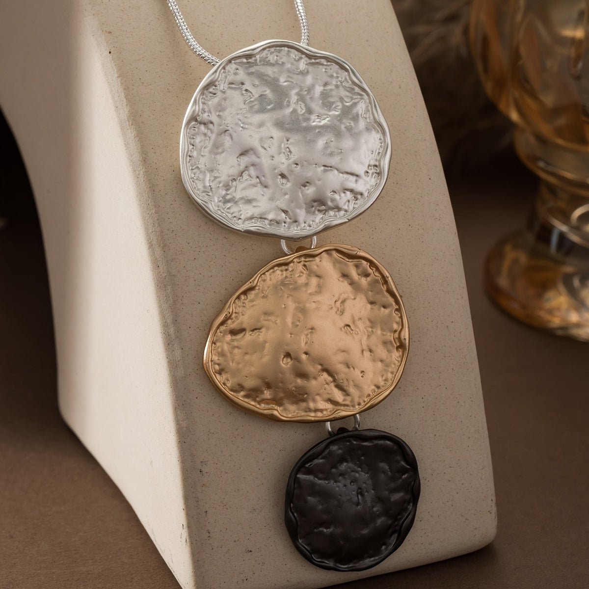 Textured Irregular Disc Necklace