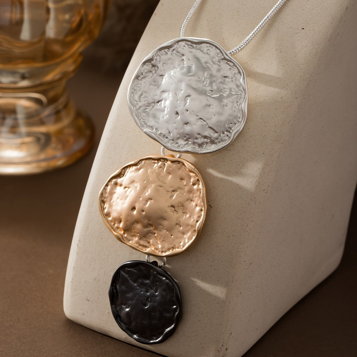 Textured Irregular Disc Necklace