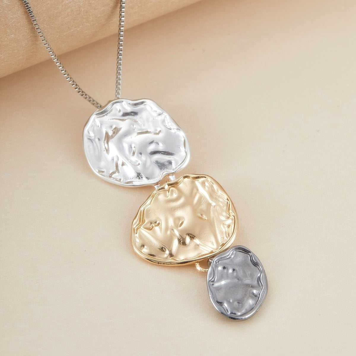 Textured Irregular Disc Necklace