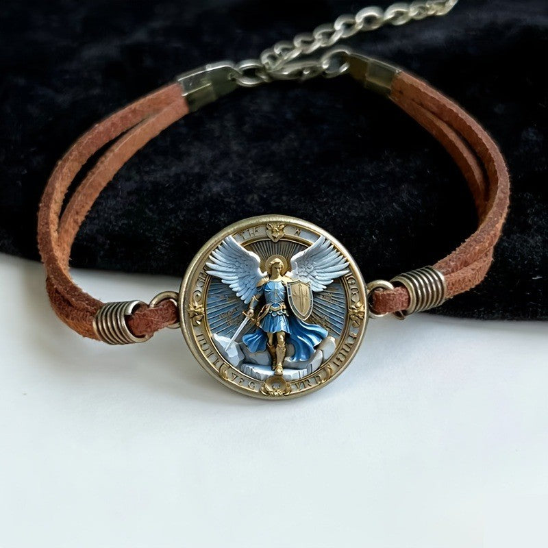 Guardian Angel Leather Bracelet