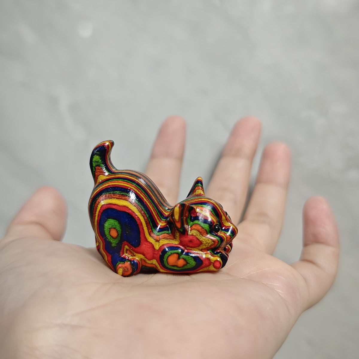 Colorful Swirl Cat Sculpture
