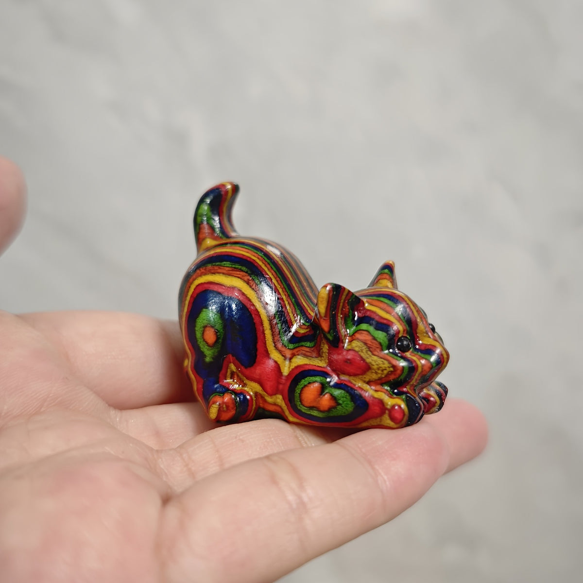 Colorful Swirl Cat Sculpture
