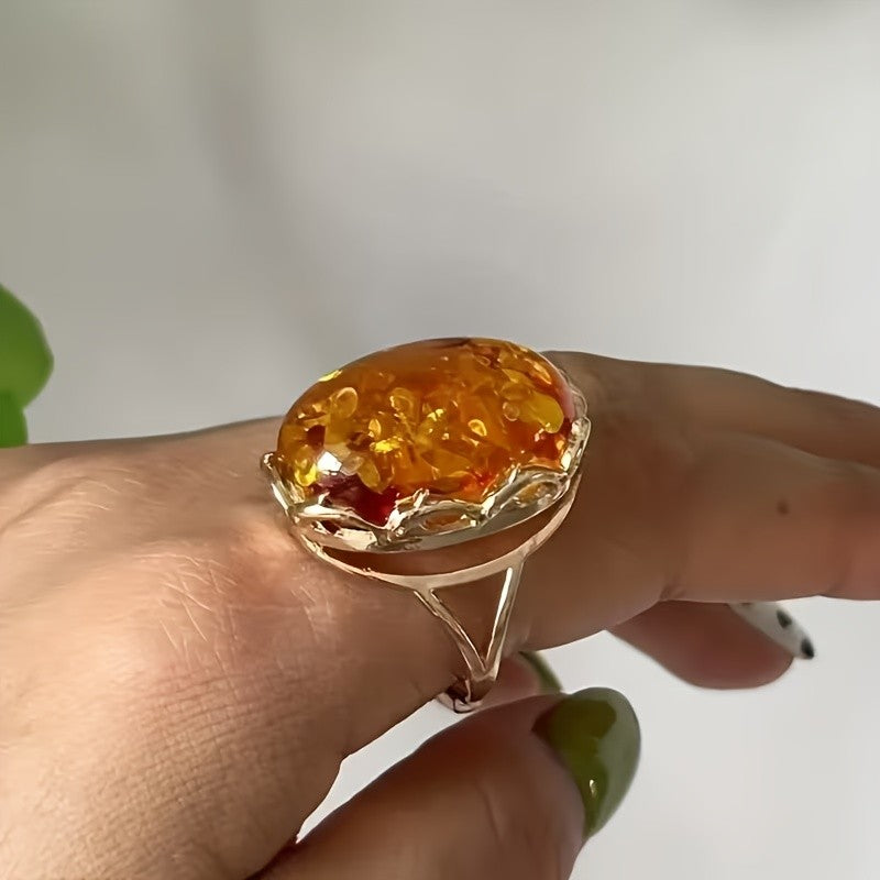 Honey Amber Oval Ring