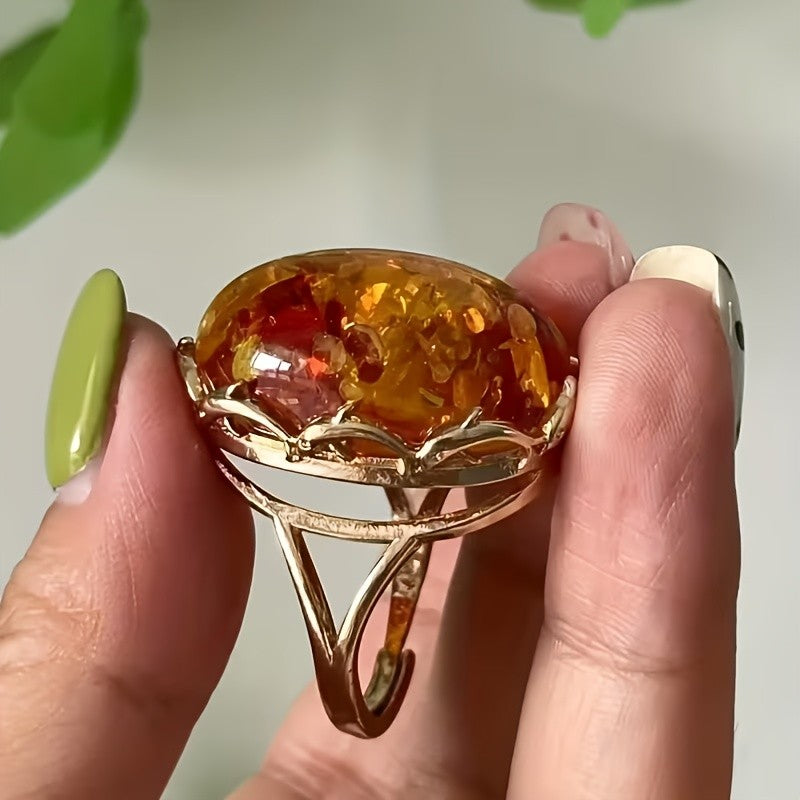 Honey Amber Oval Ring