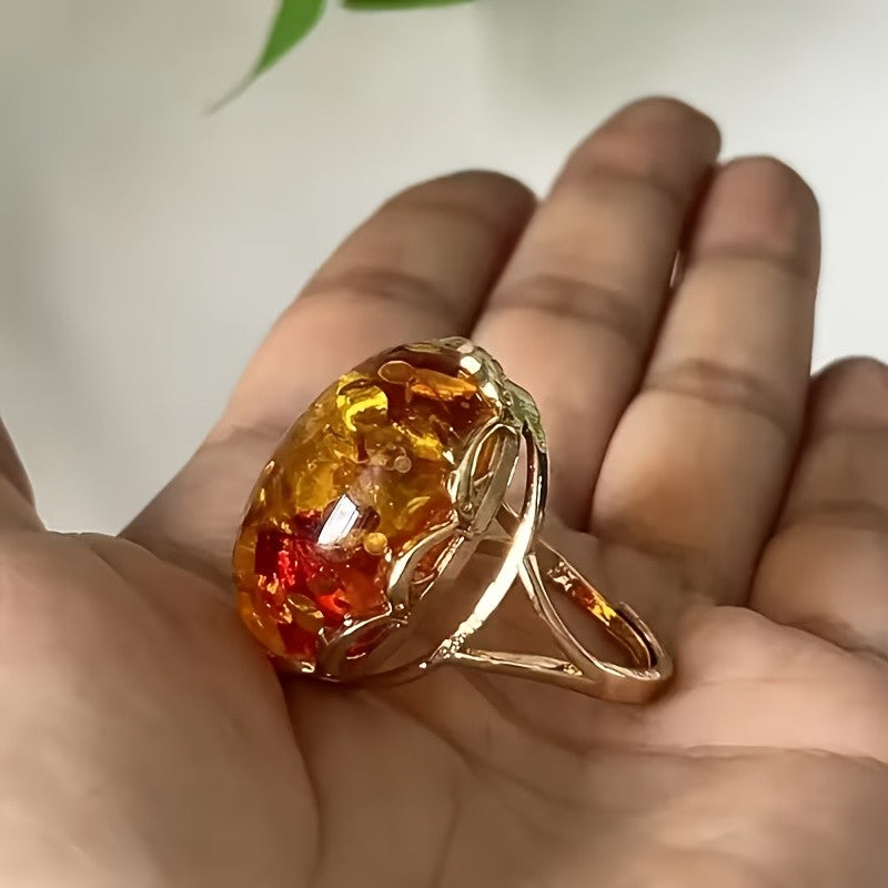Honey Amber Oval Ring