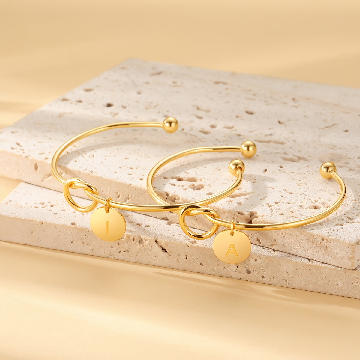 Knotted Initial Open Bangle