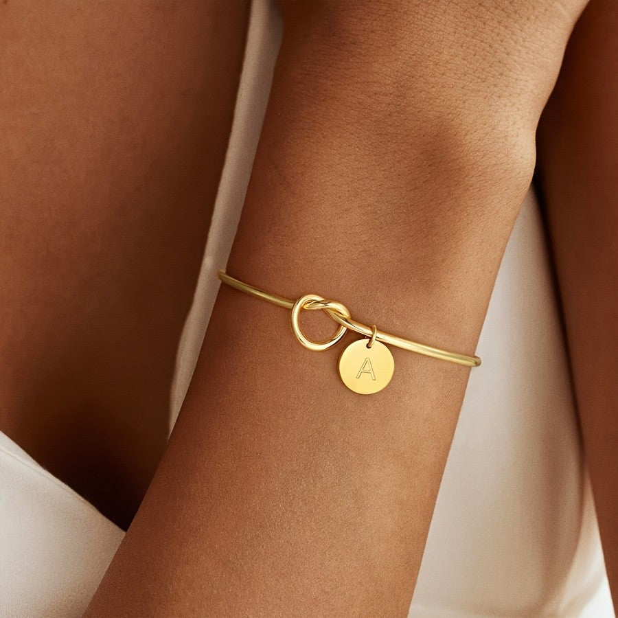 Knotted Initial Open Bangle