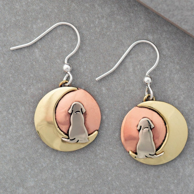 Crescent Moon Dog Earrings