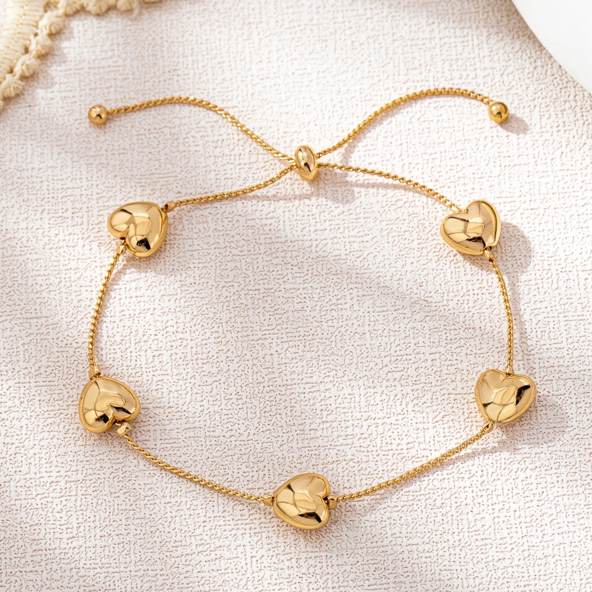 Adjustable Puffed Heart Bracelet