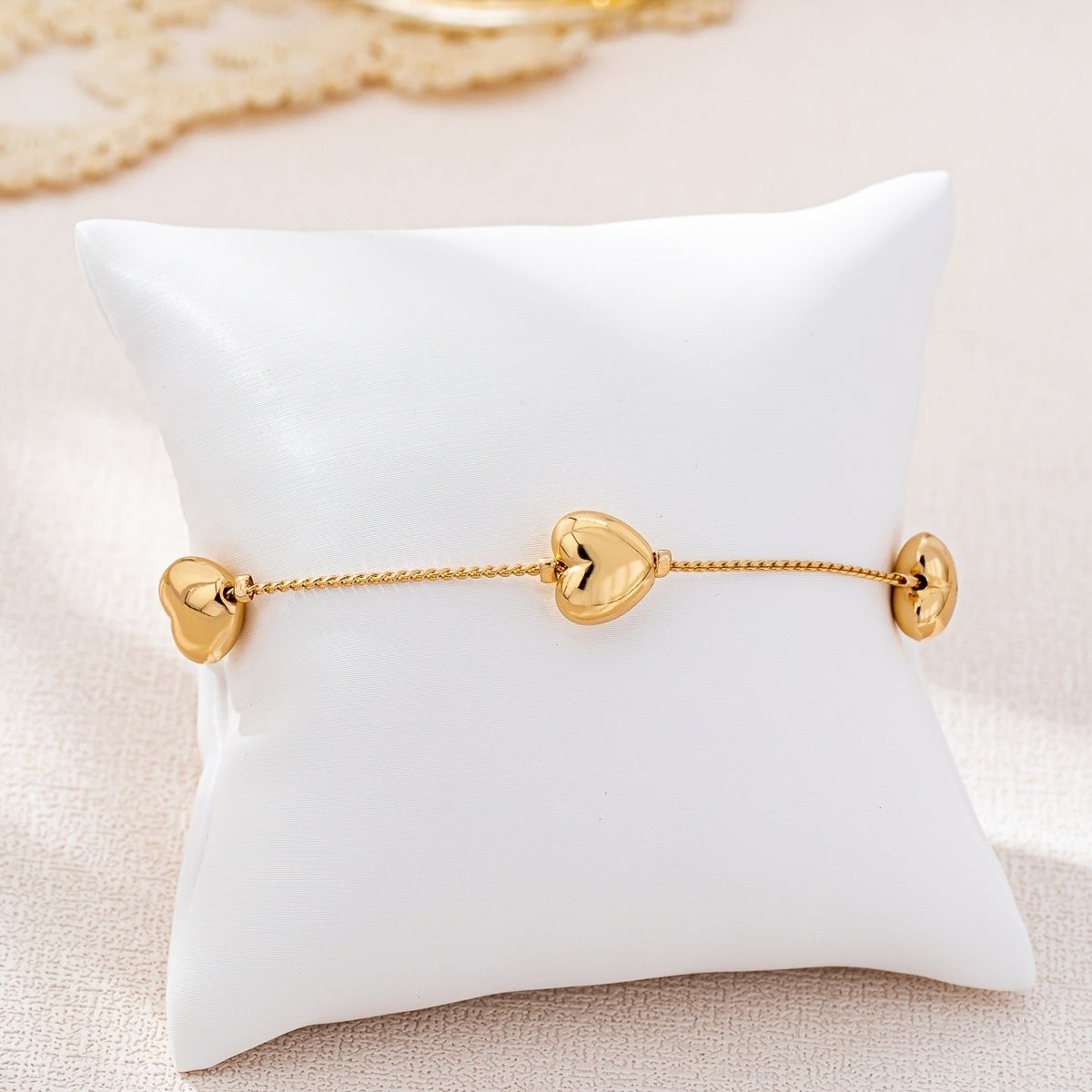 Adjustable Puffed Heart Bracelet