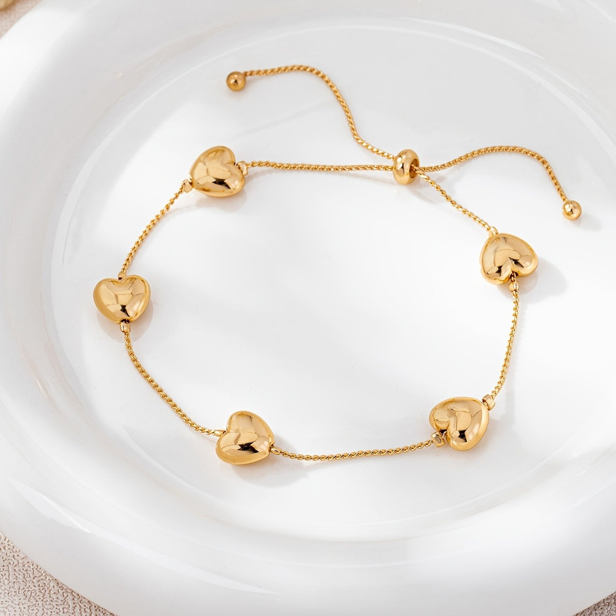 Adjustable Puffed Heart Bracelet