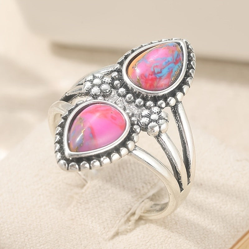 Pink Marquise Floral Ring