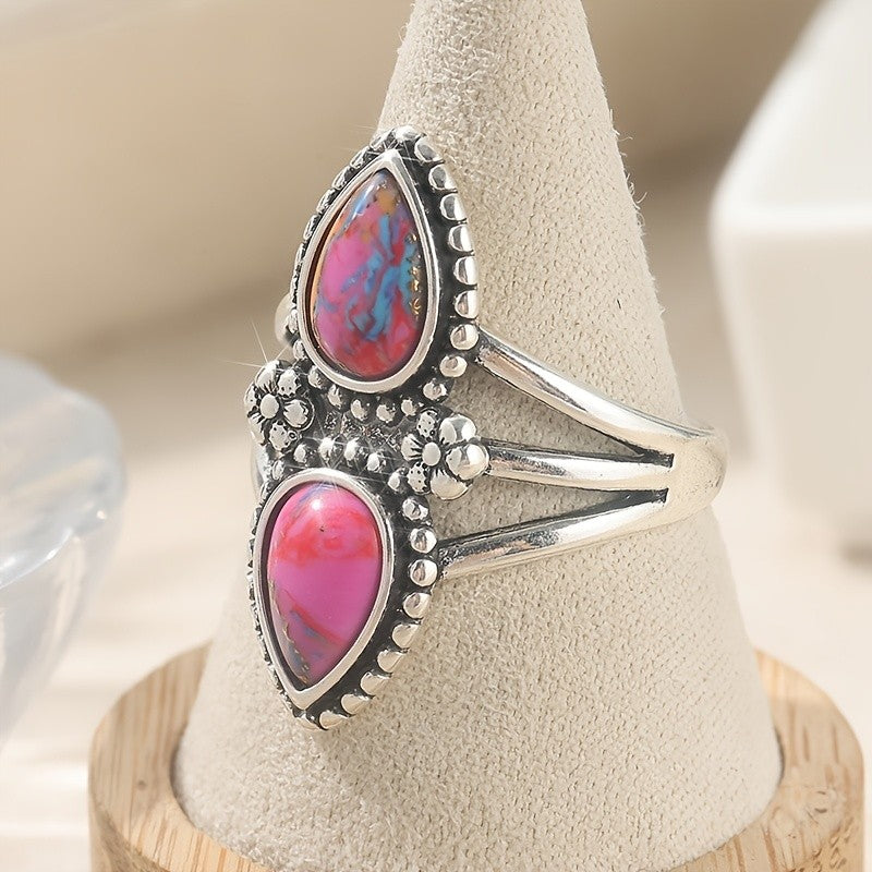Pink Marquise Floral Ring