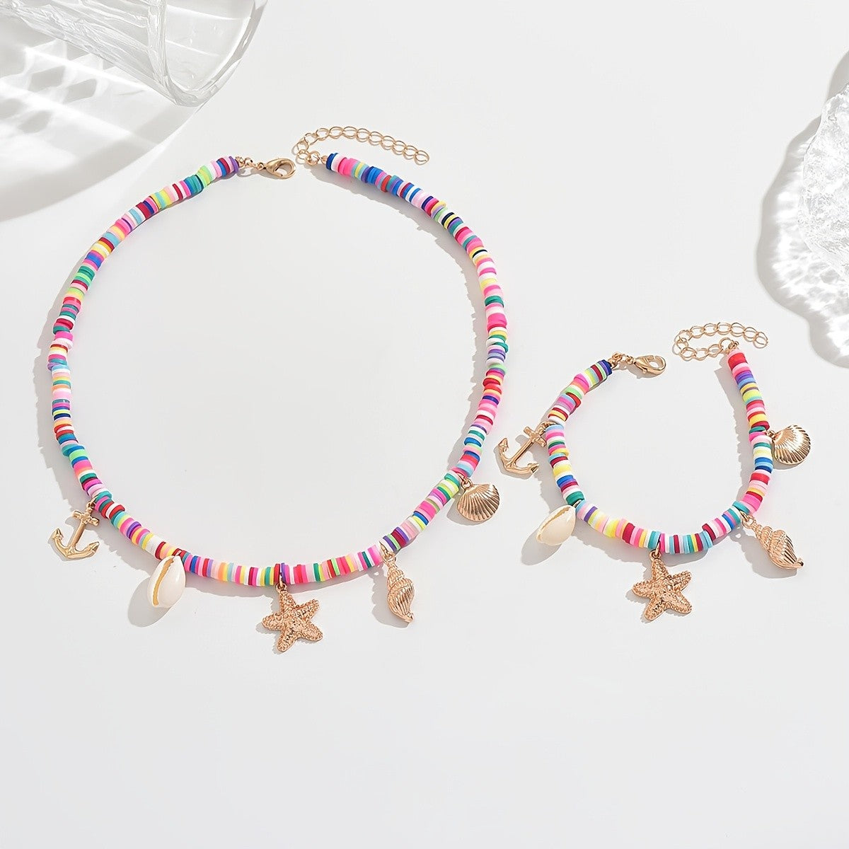 Colorful Seashell & Starfish Jewelry Set