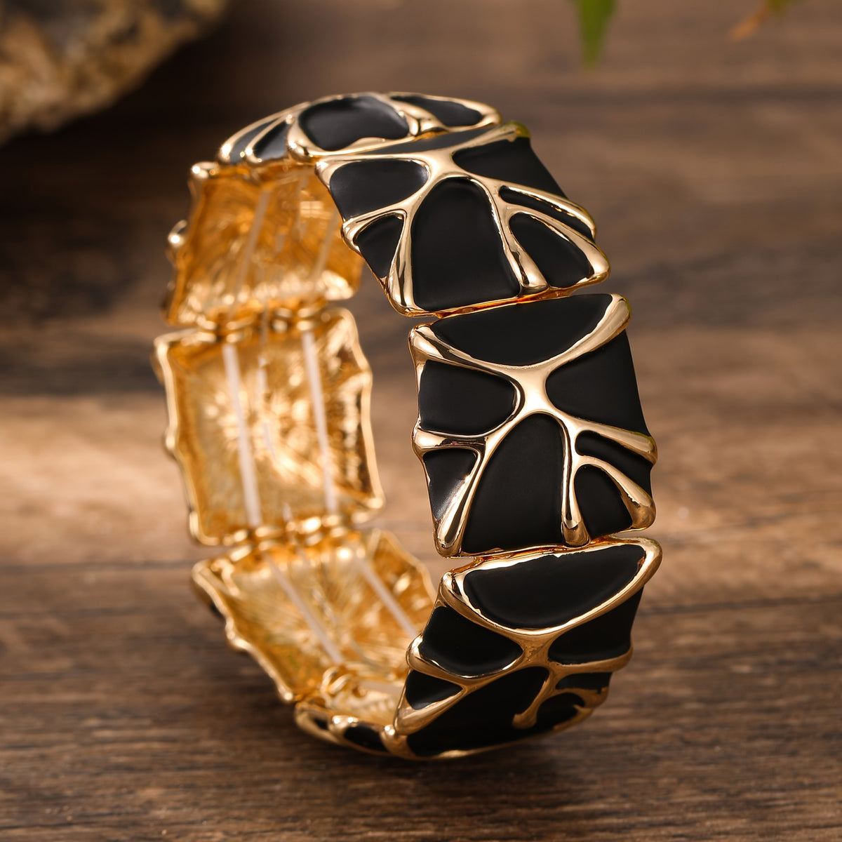 Geometric Leaf Bangle Bracelet