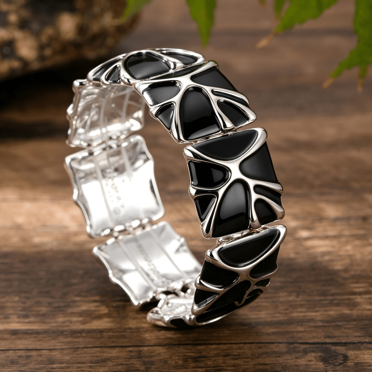 Geometric Leaf Bangle Bracelet