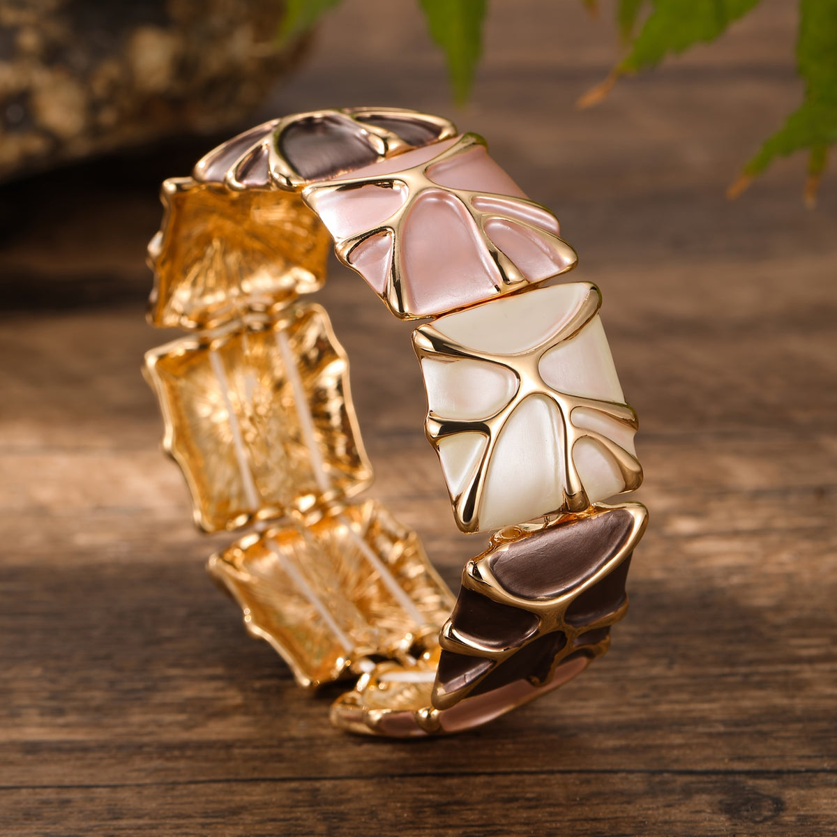 Geometric Leaf Bangle Bracelet