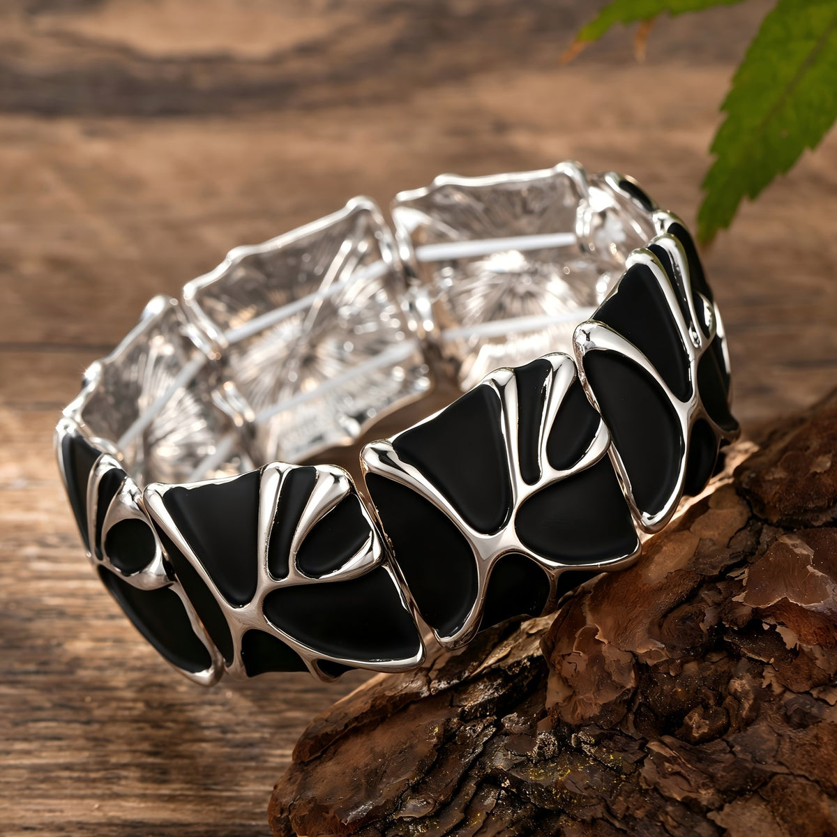 Geometric Leaf Bangle Bracelet