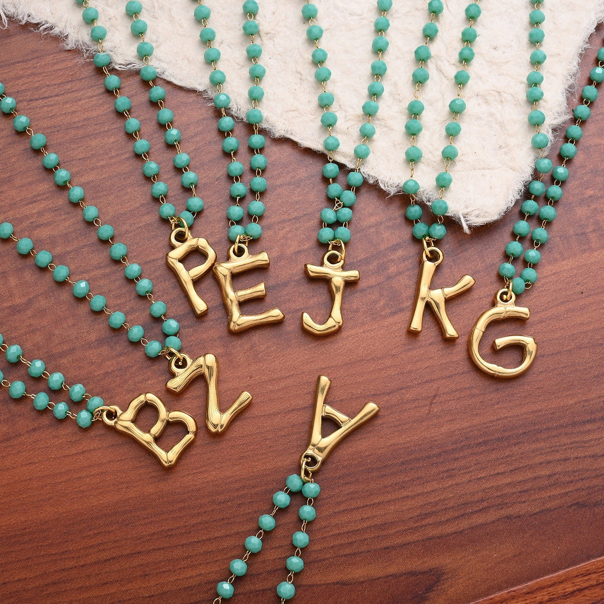 Turquoise Bead Letter Necklace
