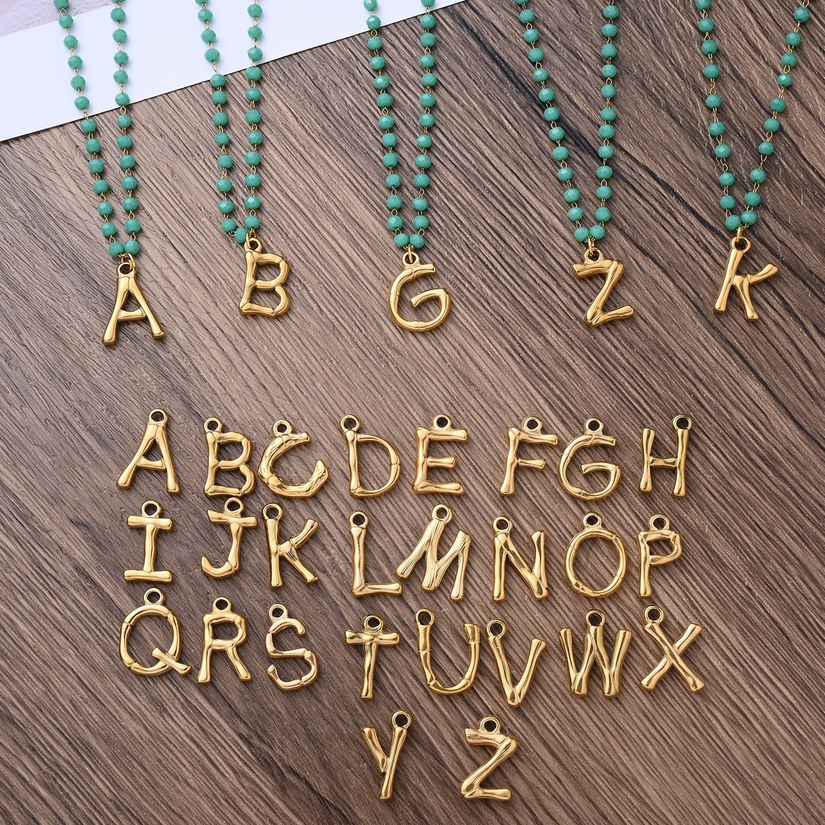 Turquoise Bead Letter Necklace