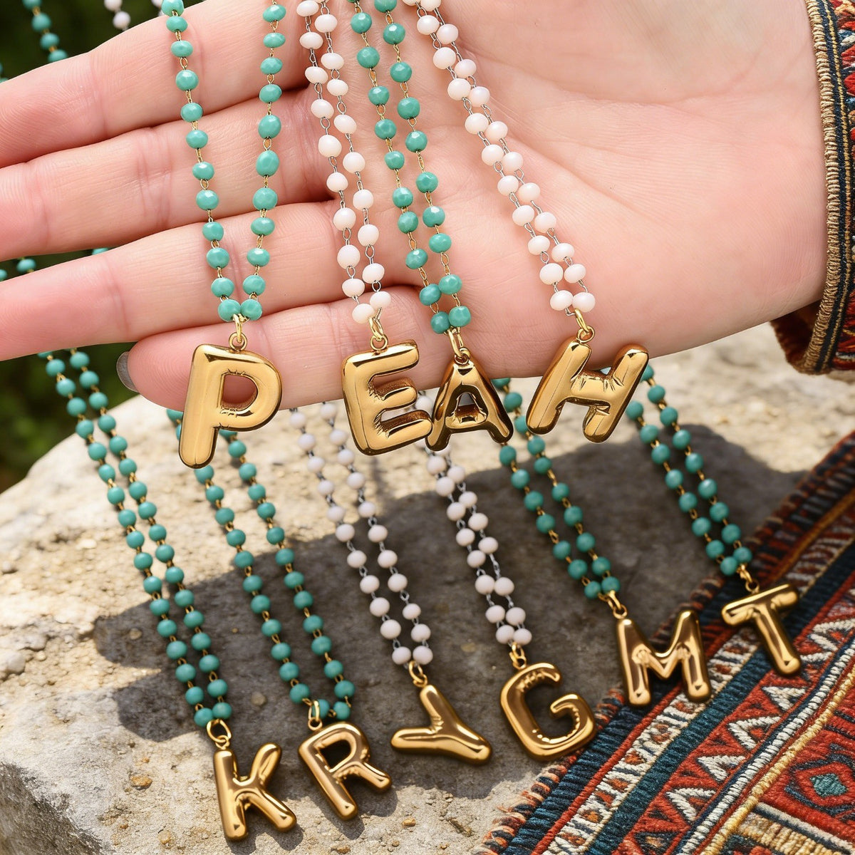 Beaded Initial Letter Necklace