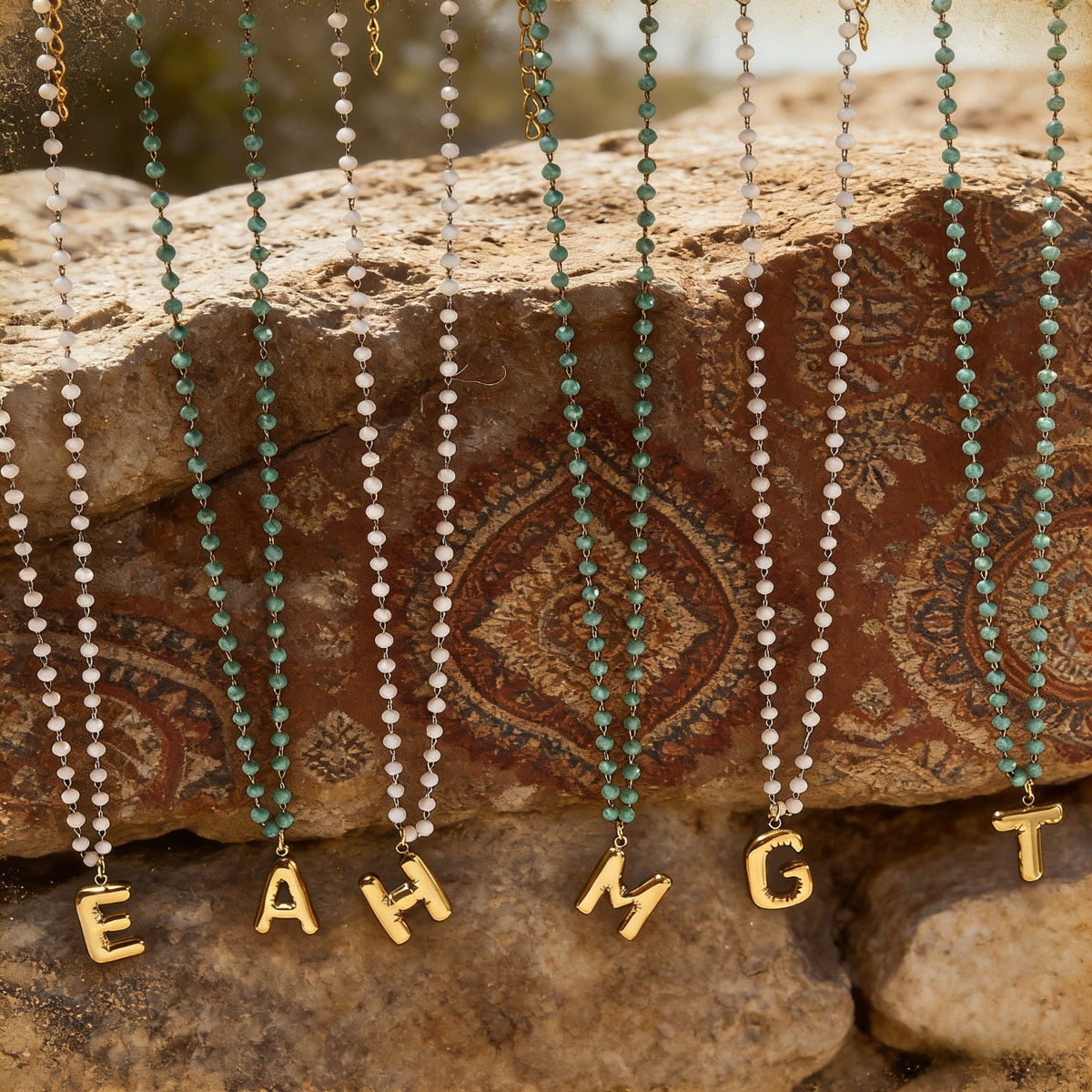 Beaded Initial Letter Necklace