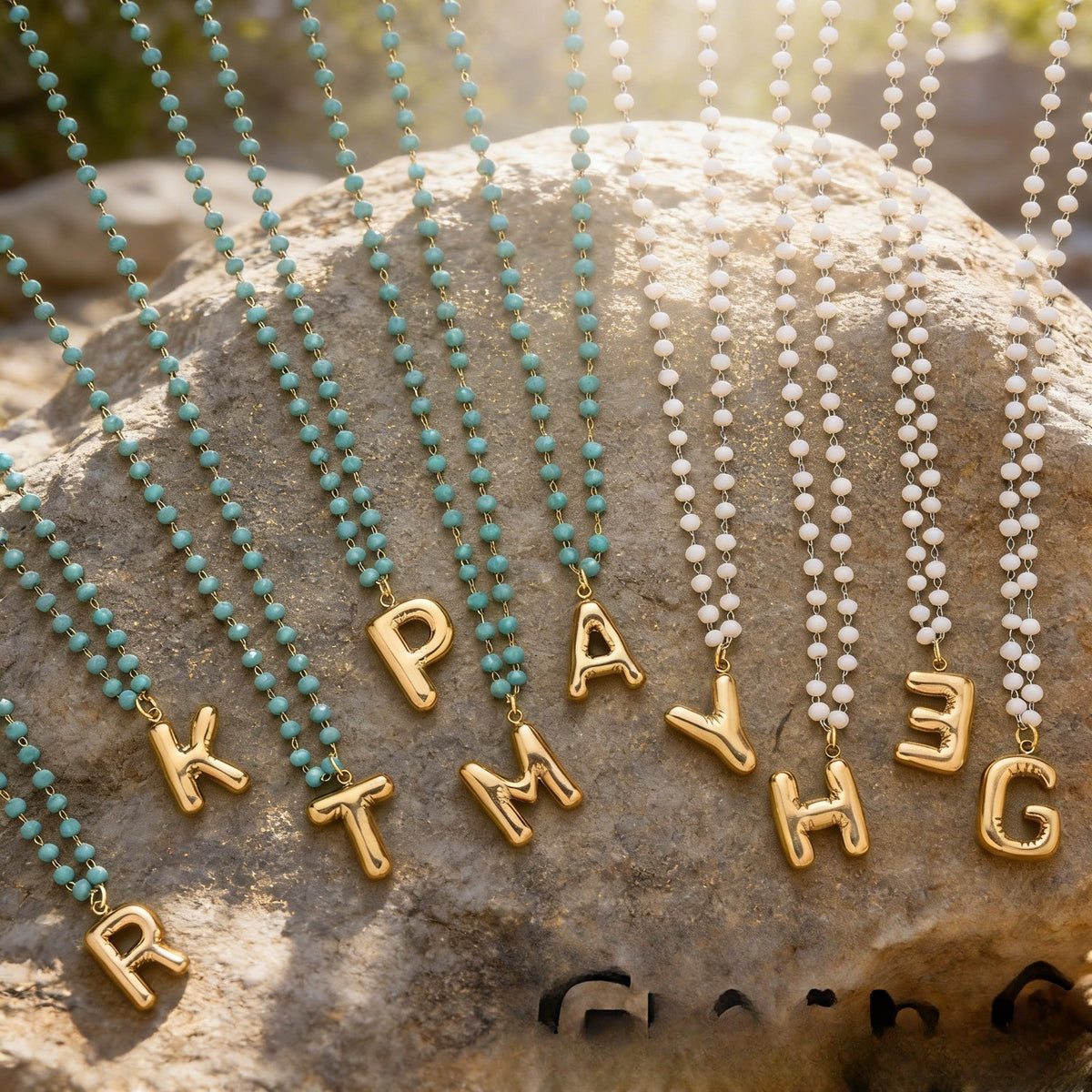 Beaded Initial Letter Necklace