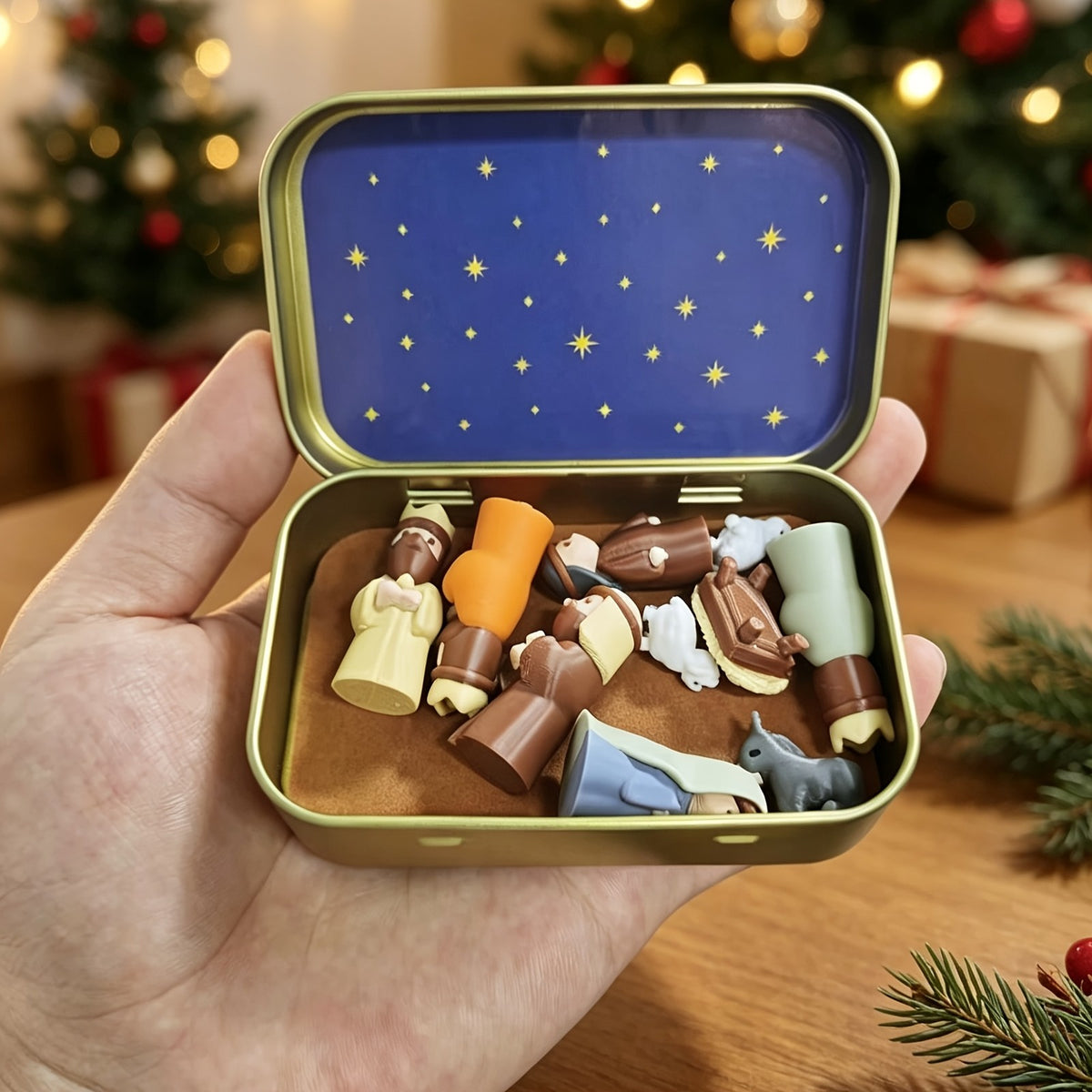 Miniature Nativity Scene Tin Set