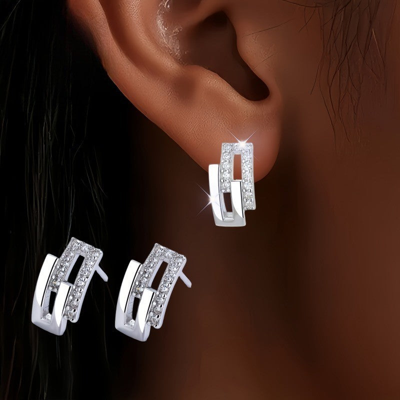 Crystal Square Link Earrings