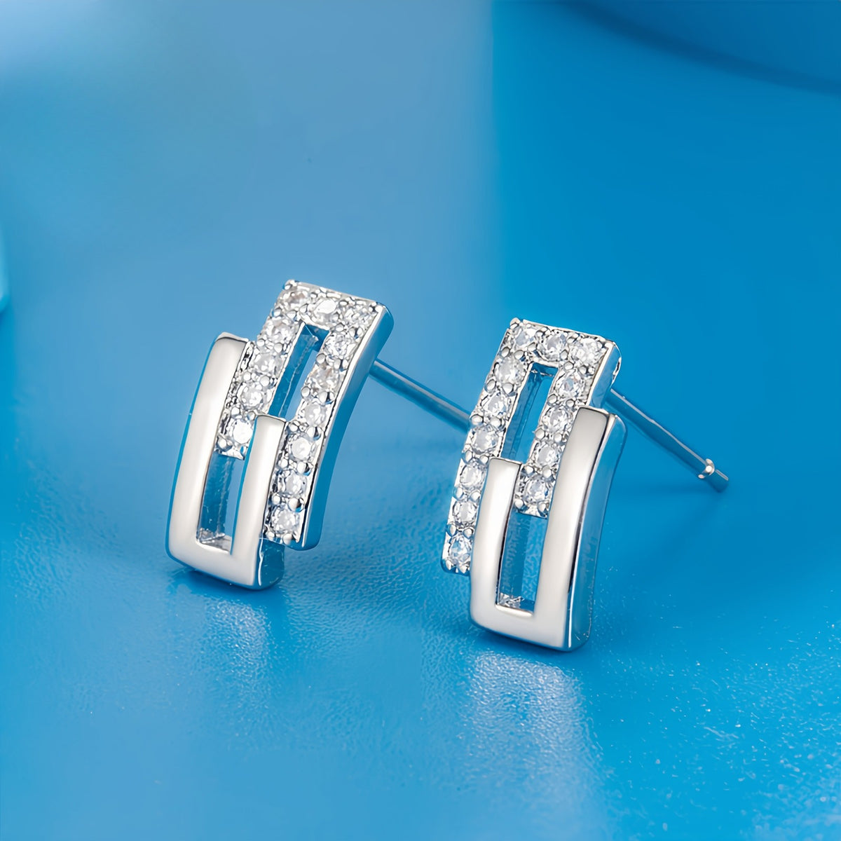 Crystal Square Link Earrings
