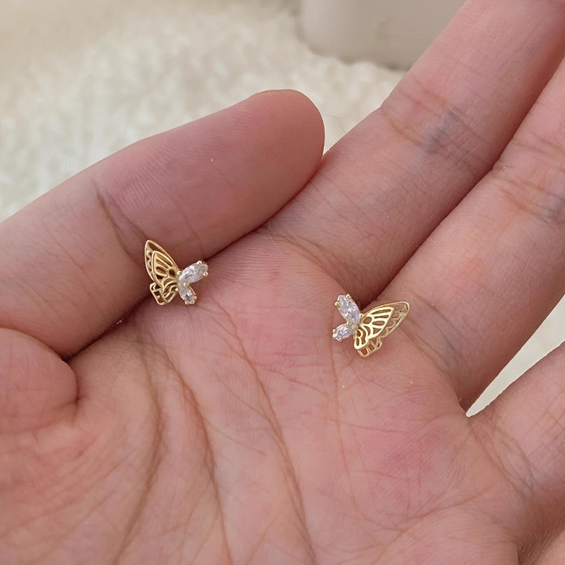 Open Wing Crystal Butterfly Earrings